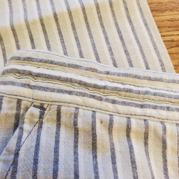 Natural Reflections Ivory Blue Stripe Linen Straight Leg Pants Size L - Picture 10 of 10